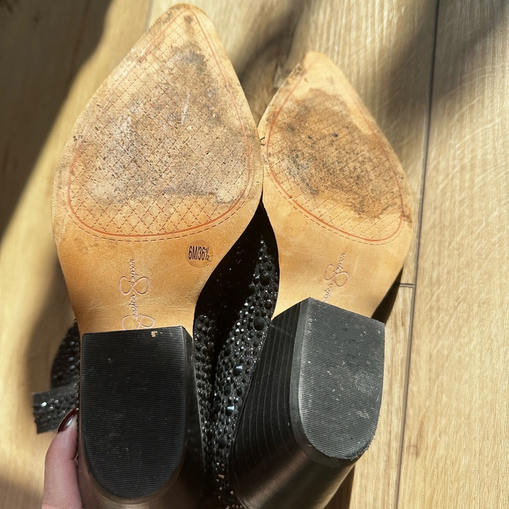 Jessica Simpson black rhinestone booties size 6 - Picture 12 of 12